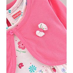 Babyhug 100% Cotton Frock With Shrug Floral Print - Pink