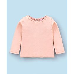 Babyhug Full Sleeves Inner Tee With Full Sleeves Mesh Frock Star Print- Peach