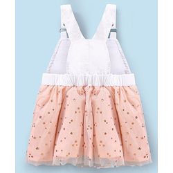 Babyhug Full Sleeves Inner Tee With Full Sleeves Mesh Frock Star Print- Peach