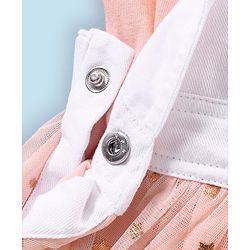Babyhug Full Sleeves Inner Tee With Full Sleeves Mesh Frock Star Print- Peach