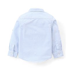 Babyhug 100%  Cotton Full Sleeves Checks Shirt & Denim Jeans With Suspender - Blue