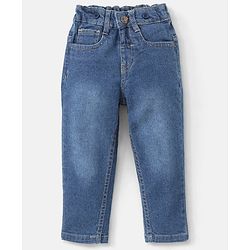 Babyhug 100%  Cotton Full Sleeves Checks Shirt & Denim Jeans With Suspender - Blue