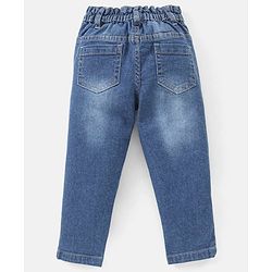 Babyhug 100%  Cotton Full Sleeves Checks Shirt & Denim Jeans With Suspender - Blue