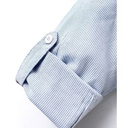Babyhug Cotton Woven to Woven Full Sleeves Striped Shirt & Trouser With Bow - Light Blue Cream