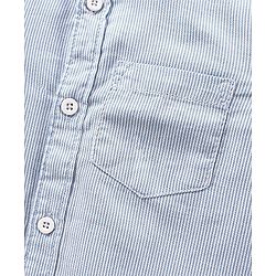 Babyhug Cotton Woven to Woven Full Sleeves Striped Shirt & Trouser With Bow - Light Blue Cream