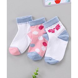 Cute Walk by Babyhug Ankle Length Antibacterial Socks Polka Dots Design Pack Of 3 - Multicolor