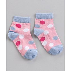 Cute Walk by Babyhug Ankle Length Antibacterial Socks Polka Dots Design Pack Of 3 - Multicolor