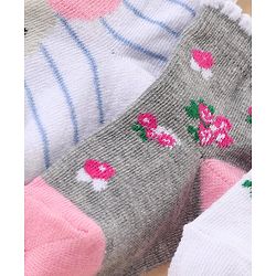 Cute Walk by Babyhug Ankle Length Antibacterial Socks Multi Design Pack Of 5 - Multicolor