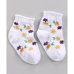 Cute Walk by Babyhug Ankle Length Antibacterial Socks Multi Design Pack Of 5 - Multicolor