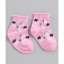 Cute Walk by Babyhug Ankle Length Antibacterial Socks Multi Design Pack Of 5 - Multicolor