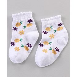 Cute Walk by Babyhug Ankle Length Antibacterial Socks Multi Design Pack Of 5 - Multicolor