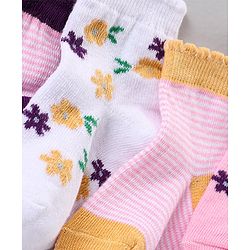 Cute Walk by Babyhug Ankle Length Antibacterial Socks Multi Design Pack Of 5 - Multicolor