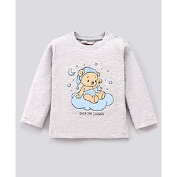 Babyhug 100% Cotton Full Sleeves Night Suit Clouds Print - Grey Blue