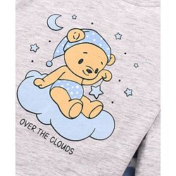 Babyhug 100% Cotton Full Sleeves Night Suit Clouds Print - Grey Blue