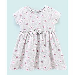 Babyhug 100% Cotton Half Sleeves Frock Floral Print - Multicolor