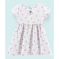 Babyhug 100% Cotton Half Sleeves Frock Floral Print - Multicolor
