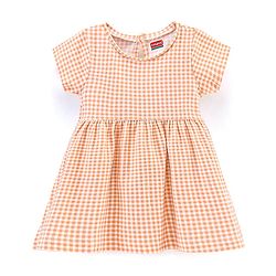 Babyhug 100% Cotton Half Sleeves Checked Frock - Multicolor