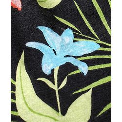 Babyhug 100% Cotton Knit Half Sleeves Frock with Tropical Print - Multicolour