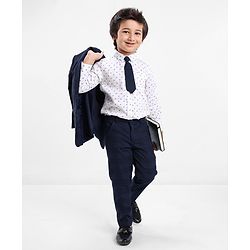 Babyhug Full Sleeves Checked Party Wear Suit With Blazer- Navy & Black