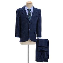 Babyhug Full Sleeves Striped Party Wear Suit With Blazer- Navy & Black
