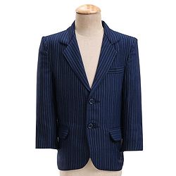 Babyhug Full Sleeves Striped Party Wear Suit With Blazer- Navy & Black