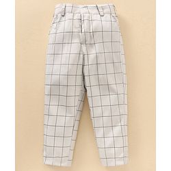 Babyhug Full Sleeves Checks Party Suit With Bow - Grey