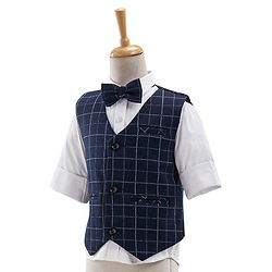 Babyhug Woven Full Sleeves  3 Pieces Party Suit With Bow - Navy Black