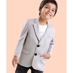 Babyhug Full Sleeves Textured Party Blazer - Grey