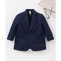 Babyhug Full Sleeves Solid Party Blazer - Navy