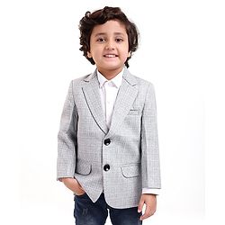 Babyhug Full Sleeves Party Wear Blazer Solid Color - Grey