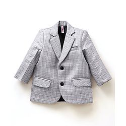 Babyhug Full Sleeves Party Wear Blazer Solid Color - Grey
