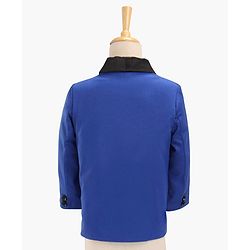 Babyhug Full Sleeves Solid Party Suit with Bow Tie - Royal Blue