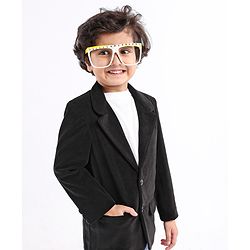 Babyhug Full Sleeves Party Wear Blazer Solid Color - Black