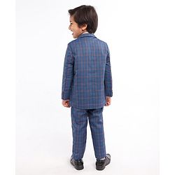 Babyhug Full Sleeves Woven Party Suit Checks Print- Blue
