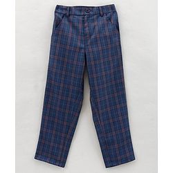 Babyhug Full Sleeves Woven Party Suit Checks Print- Blue