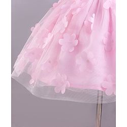 Babyhug Sleeves Sqeuins & Floral Applique Party Frock - Light Pink