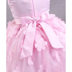 Babyhug Sleeves Sqeuins & Floral Applique Party Frock - Light Pink