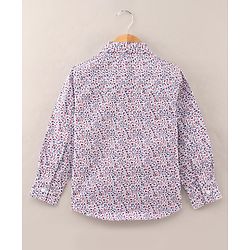Babyhug Full Sleeves Printed Party Shirt with Bow - White