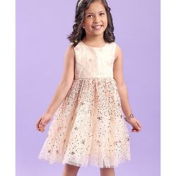 Babyhug Sleeveless Sequins Detailing Party Frock - Off White
