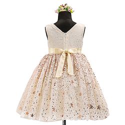 Babyhug Sleeveless Sequins Detailing Party Frock - Off White