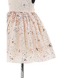 Babyhug Sleeveless Sequins Detailing Party Frock - Off White