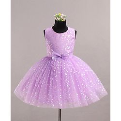 Babyhug Sleeveless Foil Printed Party Wear Frock - Lavender