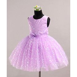 Babyhug Sleeveless Foil Printed Party Wear Frock - Lavender