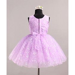 Babyhug Sleeveless Foil Printed Party Wear Frock - Lavender