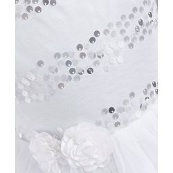 Babyhug Sleeveless Sequins Party Frock - White