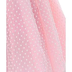 Babyhug Party Wear Cap Sleeves Frock Floral Appliques - Light Pink