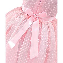 Babyhug Party Wear Cap Sleeves Frock Floral Appliques - Light Pink
