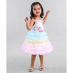 Babyhug Sleeveless Sequins Detailing Layered Party Frock - Multicolour