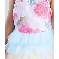 Babyhug Sleeveless Sequins Detailing Layered Party Frock - Multicolour