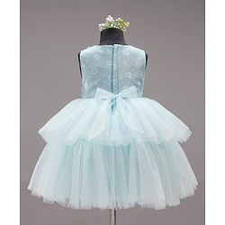 Babyhug Party Wear Sleeveless Frock Floral Appliques - Light Blue